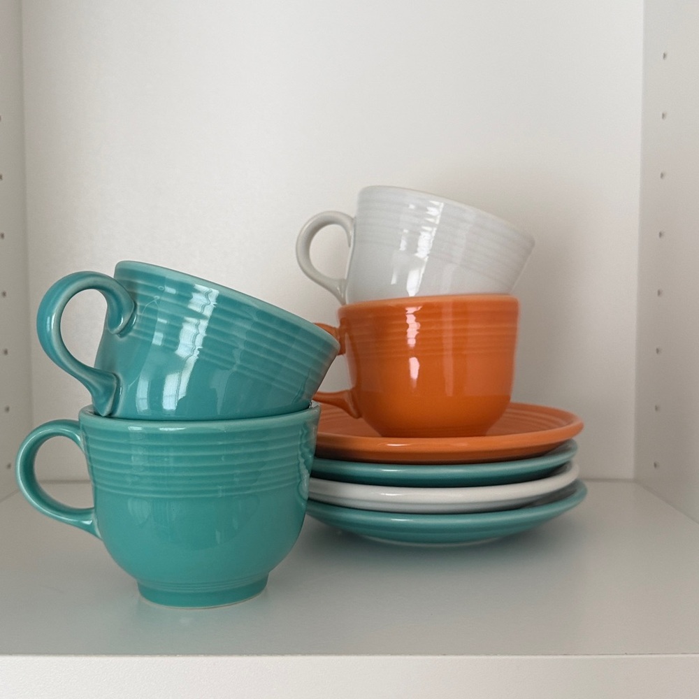 Fiesta Dishes FiestaWare Turquoise Teacup Saucer Set - RETIRED Homer Laughlin Co